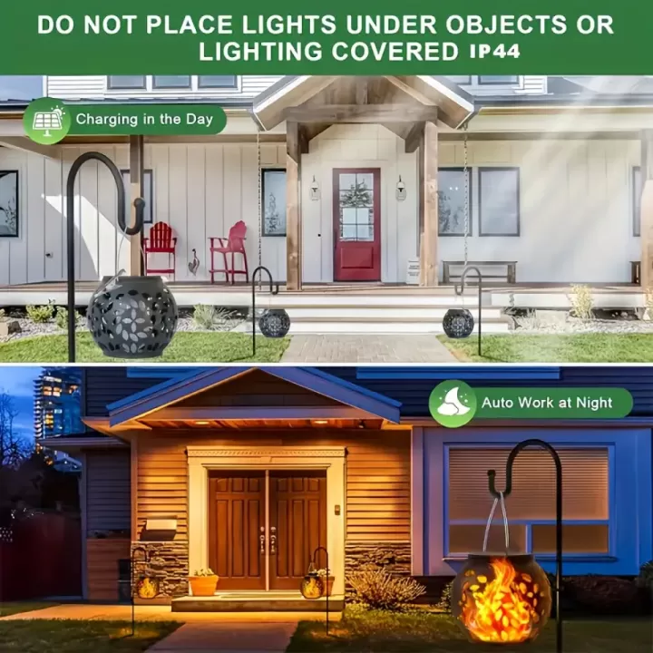 🌞🔥 مجموعة 4 مصابيح شمسية خارجية بتأثير لهب متوهج 🏡✨ 2