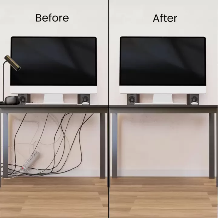 🔧🚫 منظف كابلات تحت المكتب بدون حفر! ⚡ صينية PVC متينة | تركيب ذاتي اللصق وخالٍ من الأسلاك 🏠 مثالي للمكتب المنزلي، إعدادات الألعاب ومساحة العمل | تصميم موفر للمساحة 4