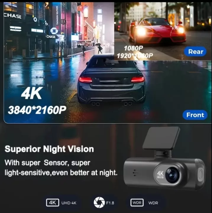 🚗 كاميرا سيارة 4K فائقة الدقة تمنحك أمانًا ومراقبة شاملة أثناء القيادة وفي وقت الوقوف 🛡️✨. 4