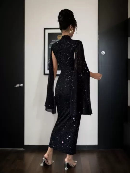 💎 فستان سهرة طويل بترتر لامع وياقة عالية – لأنك تستحقين أن تتألقي كنجمة في سماء الحفل! 💎 3