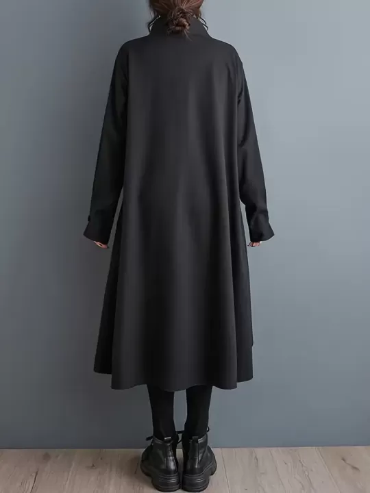 🖤 معطف ترنش كوري متوسط الطول – أناقة سوداء تنساب كظلال المساء! 🖤 1