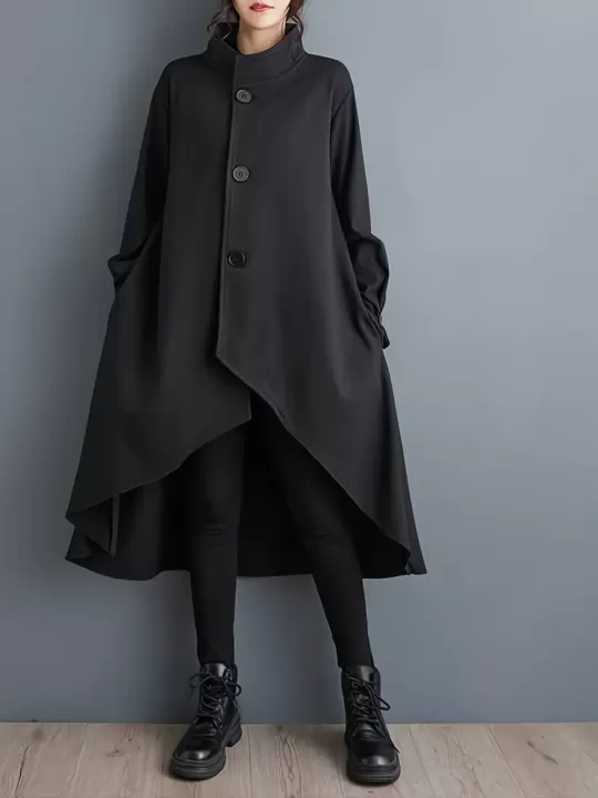 🖤 معطف ترنش كوري متوسط الطول – أناقة سوداء تنساب كظلال المساء! 🖤 3