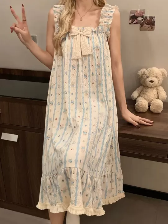 🌸 فستان النوم الصيفي للنساء – خفة كالنسمة وأناقة كالحكاية! 🌙 1