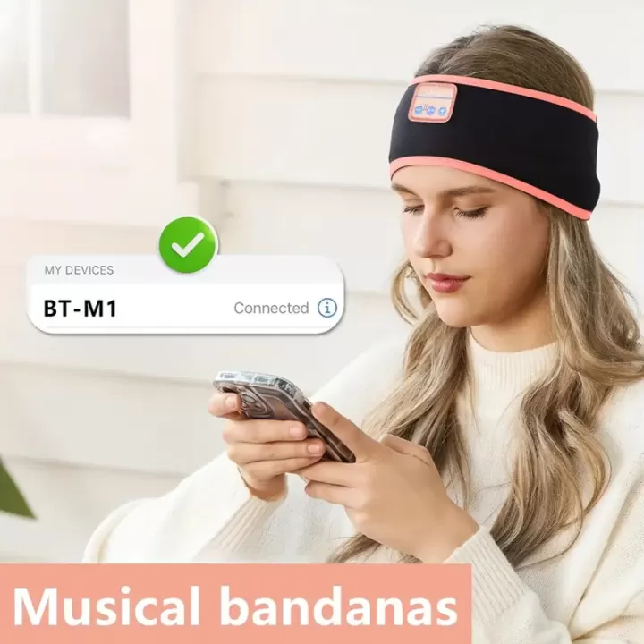 🎧🌙 سماعات النوم اللاسلكية من Powerway - عصابة رقيقة فائقة! 🔇 بلوتوث 5.3 مع إلغاء الضوضاء | بطارية تعمل 10 ساعات للنوم على الجانب 🌊 تتضمن أوضاع الضوضاء البيضاء | مثالية للسفر وخفيفي النوم 3