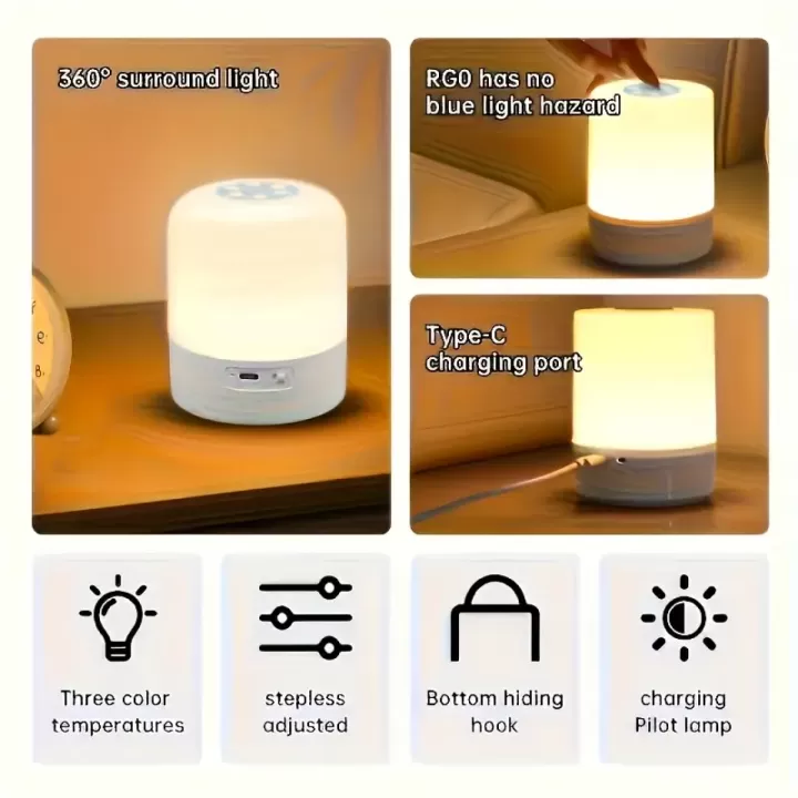 💡✨ مصباح جانبي باللمس – إضاءة ذكية وعصرية! 5