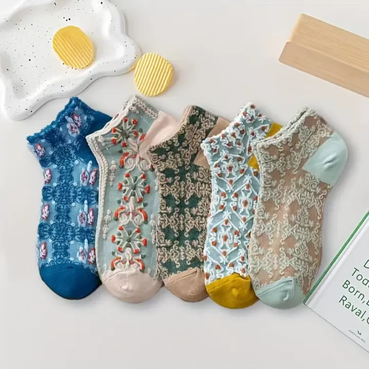 5 أزواج من جوارب الكاحل النسائية