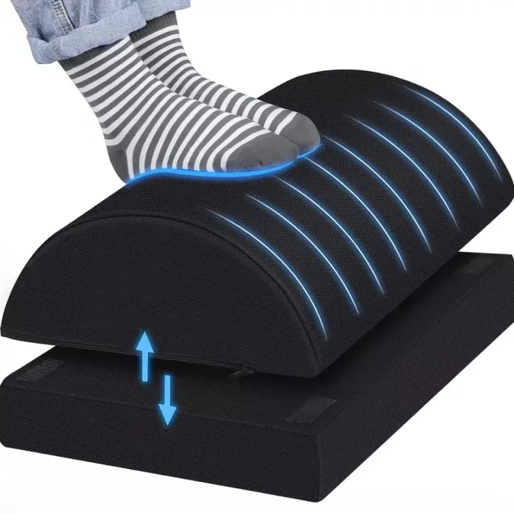 🦶✨ مسند قدم قابل للتعديل - بارتفاعين مختلفين! 🧼 غطاء قابل للغسل | مادة felt سوداء | داعم للوضعية الصحية 🏠 مثالي للمكتب، المنزل والسيارة | للراحة ورفع الساقين 💆 مريح وعملي | يحافظ على راحتك طوال اليوم! 🚗💺