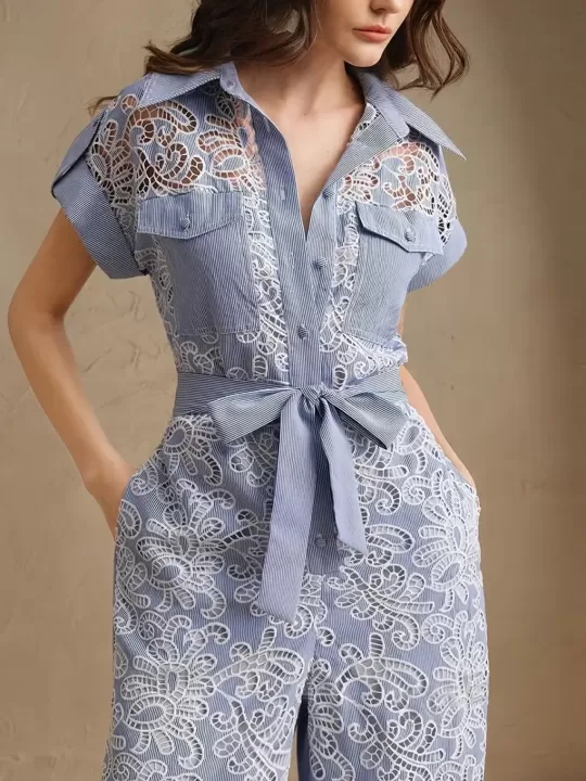 👗 جامبسوت الأناقة المخططة – لمسة فنية ترتديها!